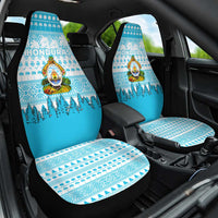 Honduras Christmas Car Seat Cover with National Emblem Palm Trees and Snowflake Pattern Design - Wonder Print Shop