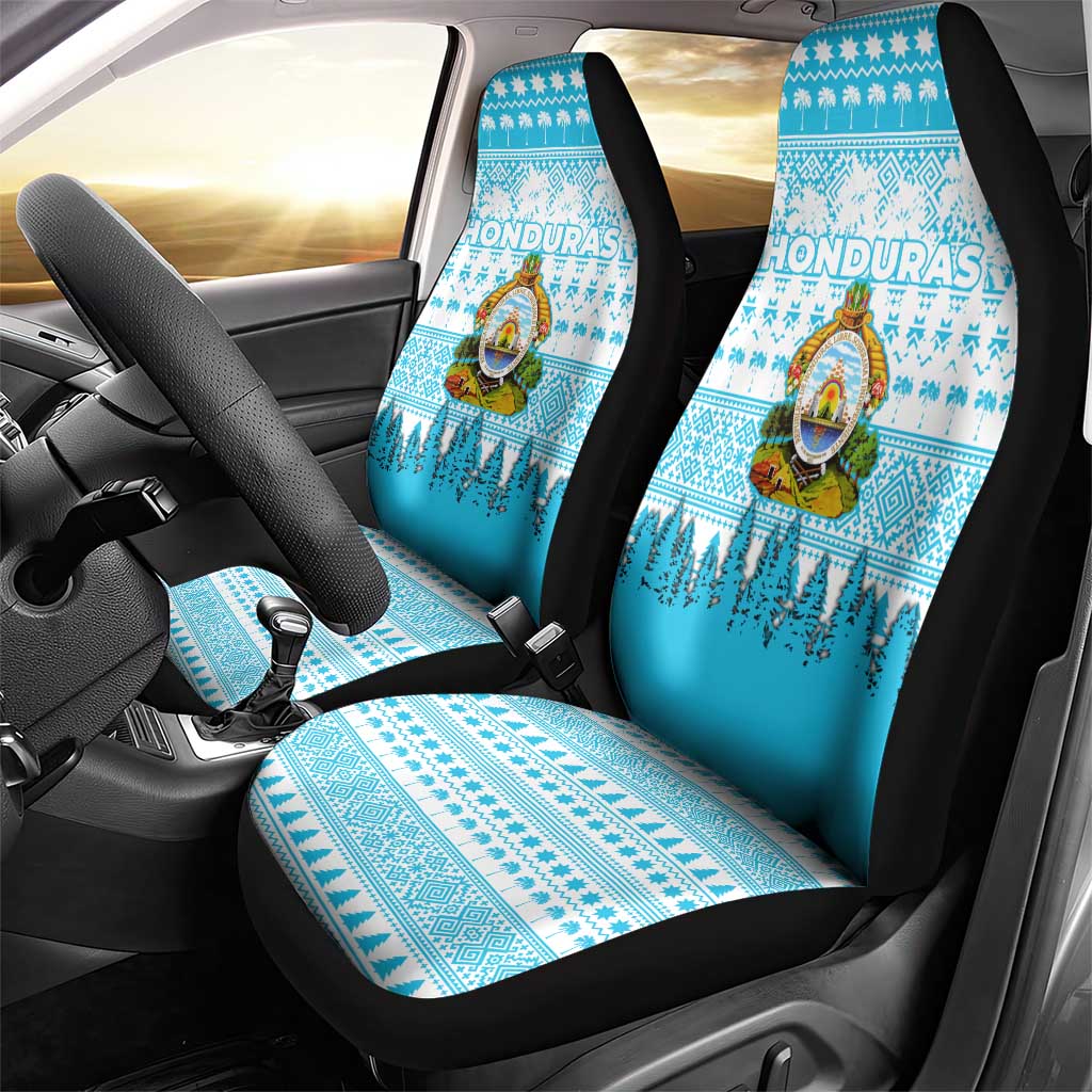 Honduras Christmas Car Seat Cover with National Emblem Palm Trees and Snowflake Pattern Design - Wonder Print Shop