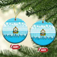 Honduras Christmas Ceramic Ornament with National Emblem Palm Trees and Snowflake Pattern Design - Wonder Print Shop