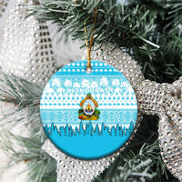 Honduras Christmas Ceramic Ornament with National Emblem Palm Trees and Snowflake Pattern Design - Wonder Print Shop