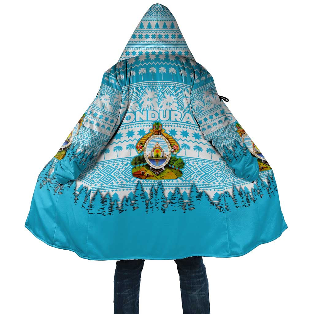 Honduras Christmas Cloak with National Emblem Palm Trees and Snowflake Pattern Design - Wonder Print Shop