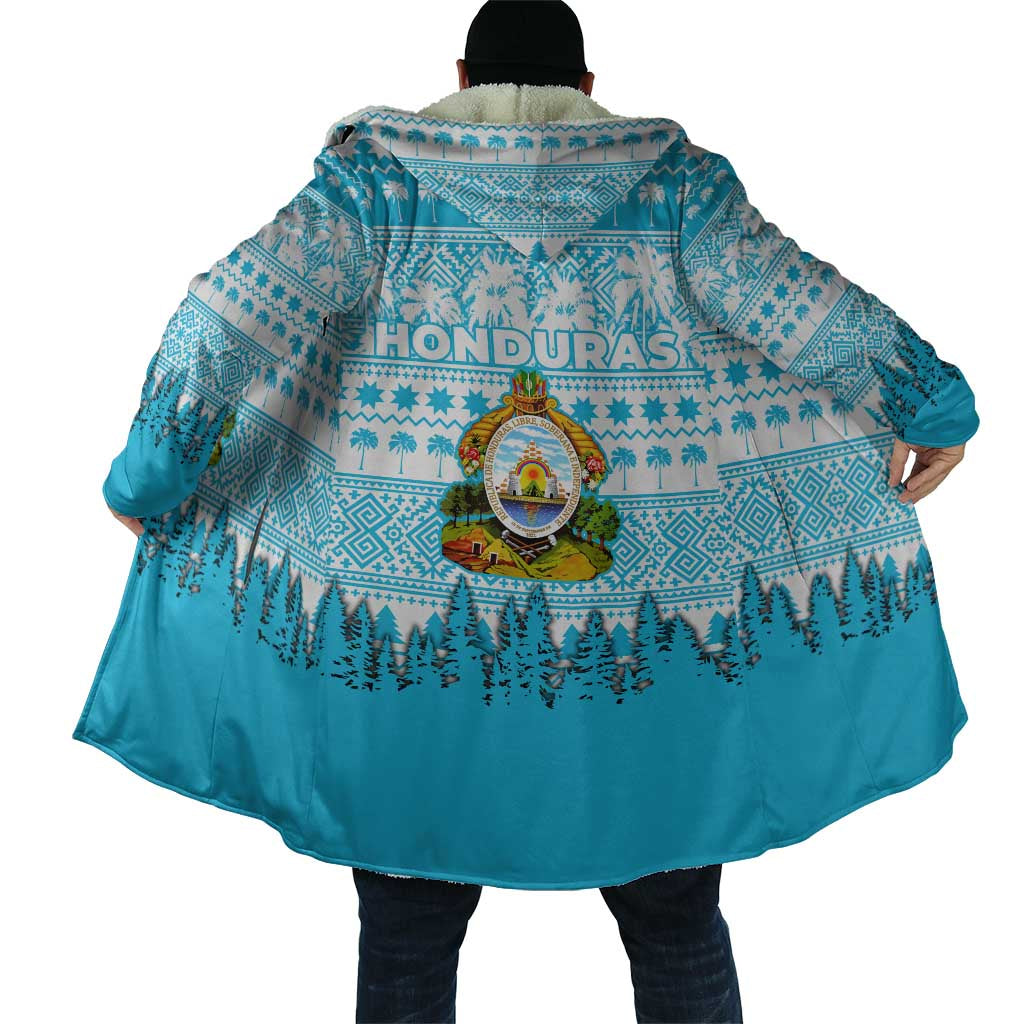 Honduras Christmas Cloak with National Emblem Palm Trees and Snowflake Pattern Design - Wonder Print Shop
