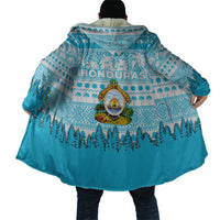 Honduras Christmas Cloak with National Emblem Palm Trees and Snowflake Pattern Design - Wonder Print Shop