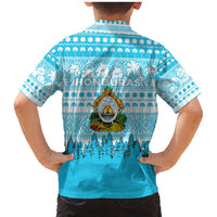 Honduras Christmas Family Matching Mermaid Dress and Hawaiian Shirt with National Emblem Palm Trees and Snowflake Pattern Design - Wonder Print Shop