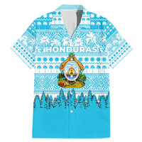 Honduras Christmas Family Matching Mermaid Dress and Hawaiian Shirt with National Emblem Palm Trees and Snowflake Pattern Design - Wonder Print Shop