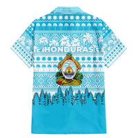 Honduras Christmas Family Matching Mermaid Dress and Hawaiian Shirt with National Emblem Palm Trees and Snowflake Pattern Design - Wonder Print Shop