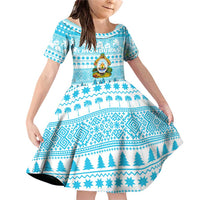 Honduras Christmas Family Matching Off Shoulder Short Dress and Hawaiian Shirt with National Emblem Palm Trees and Snowflake Pattern Design - Wonder Print Shop