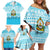 Honduras Christmas Family Matching Off Shoulder Short Dress and Hawaiian Shirt with National Emblem Palm Trees and Snowflake Pattern Design - Wonder Print Shop