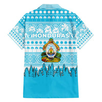 Honduras Christmas Hawaiian Shirt with National Emblem Palm Trees and Snowflake Pattern Design - Wonder Print Shop