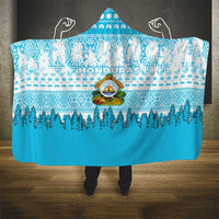 Honduras Christmas Hooded Blanket with National Emblem Palm Trees and Snowflake Pattern Design - Wonder Print Shop