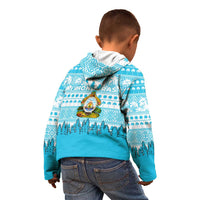 Honduras Christmas Kid Hoodie with National Emblem Palm Trees and Snowflake Pattern Design - Wonder Print Shop