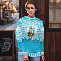 Honduras Christmas Ugly Christmas Sweater with National Emblem Palm Trees and Snowflake Pattern Design - Wonder Print Shop