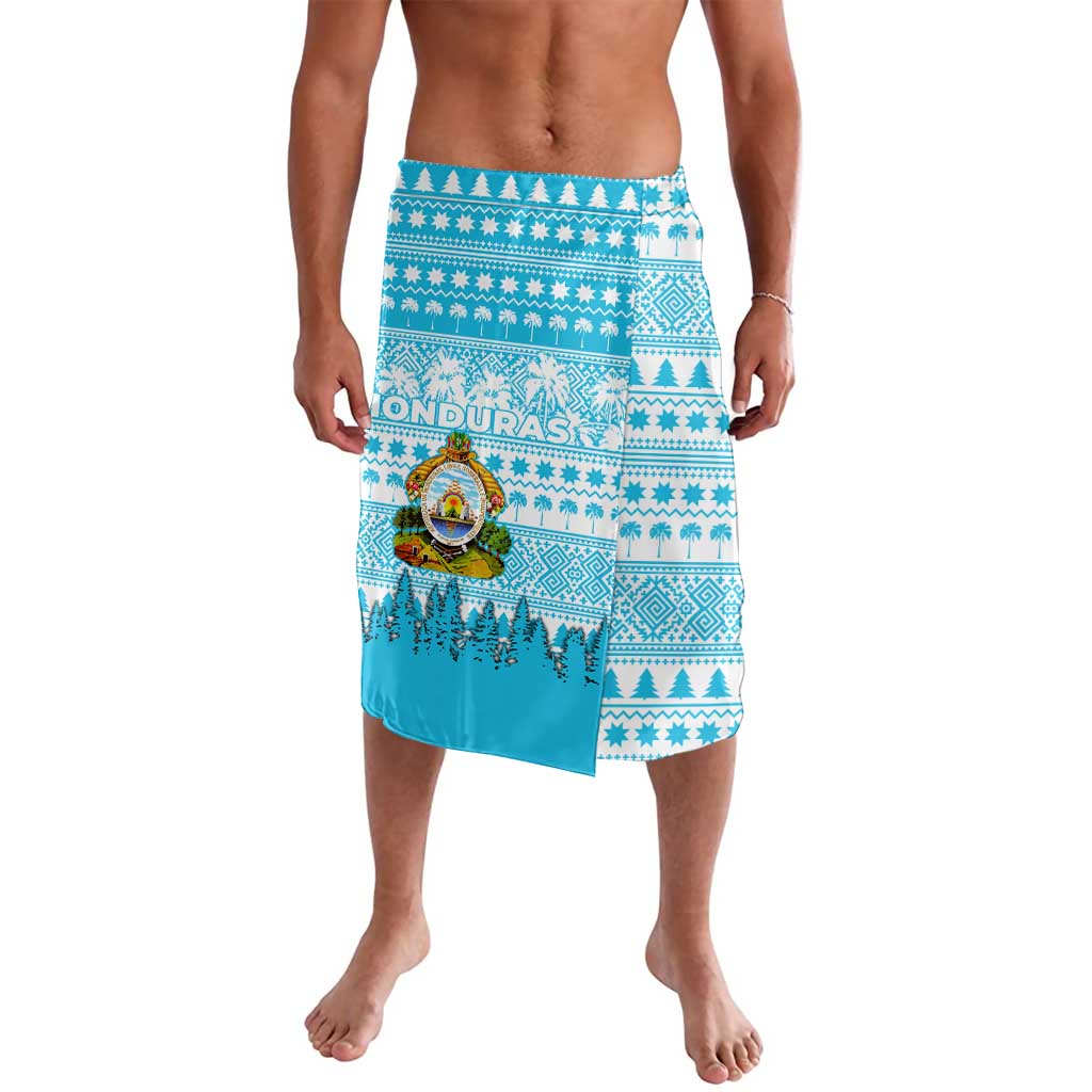 Honduras Christmas Lavalava with National Emblem Palm Trees and Snowflake Pattern Design - Wonder Print Shop