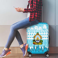 Honduras Christmas Luggage Cover with National Emblem Palm Trees and Snowflake Pattern Design - Wonder Print Shop