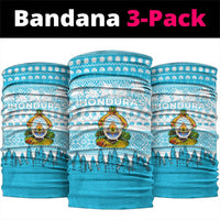 Honduras Christmas Neck Gaiter with National Emblem Palm Trees and Snowflake Pattern Design - Wonder Print Shop