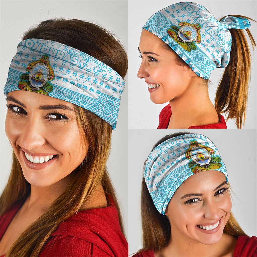 Honduras Christmas Neck Gaiter with National Emblem Palm Trees and Snowflake Pattern Design - Wonder Print Shop