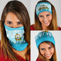 Honduras Christmas Neck Gaiter with National Emblem Palm Trees and Snowflake Pattern Design - Wonder Print Shop