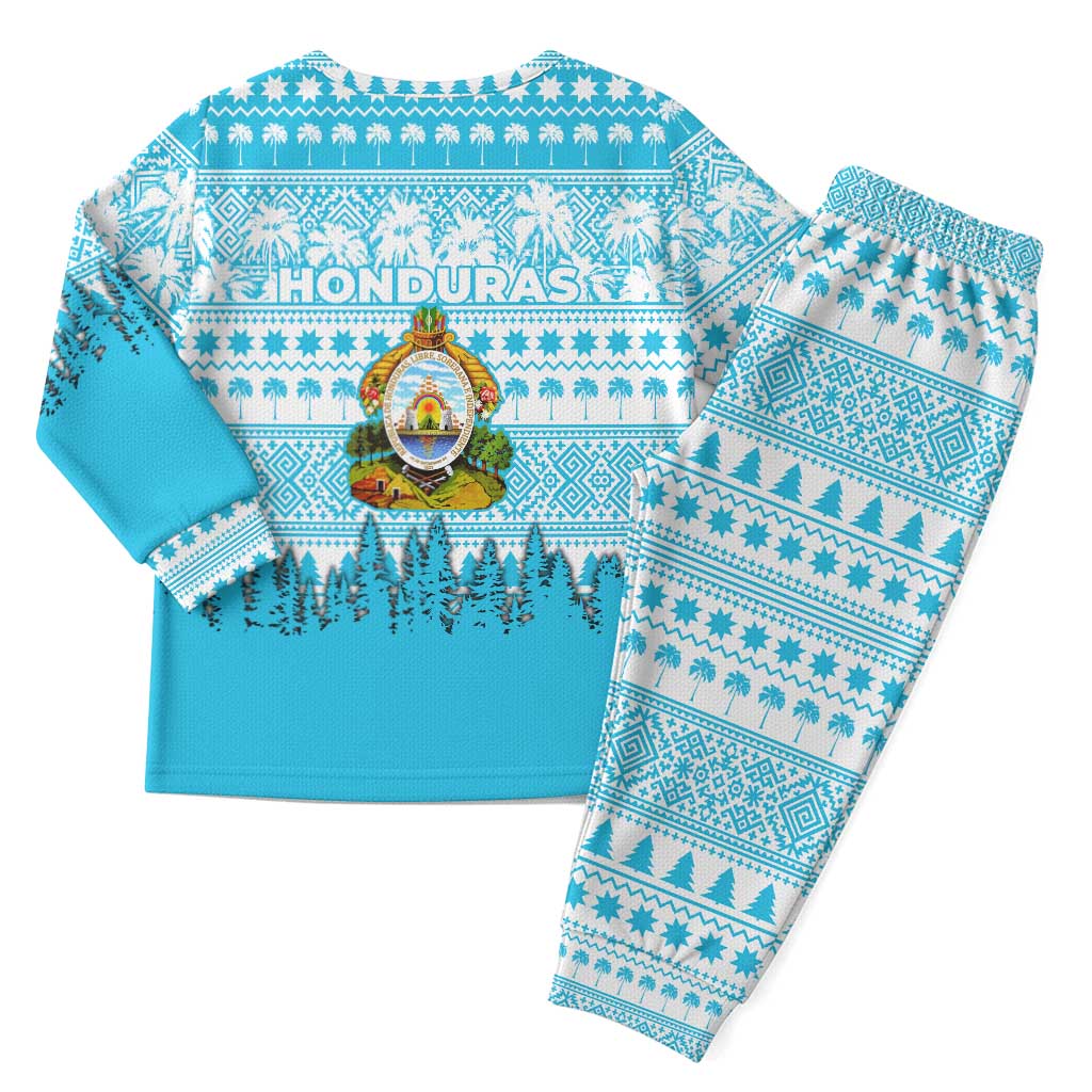 Honduras Christmas Pajama Set with National Emblem Palm Trees and Snowflake Pattern Design - Wonder Print Shop