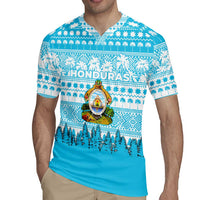 Honduras Christmas Rugby Jersey with National Emblem Palm Trees and Snowflake Pattern Design - Wonder Print Shop