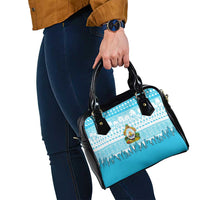 Honduras Christmas Shoulder Handbag with National Emblem Palm Trees and Snowflake Pattern Design - Wonder Print Shop