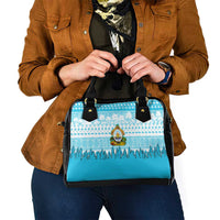 Honduras Christmas Shoulder Handbag with National Emblem Palm Trees and Snowflake Pattern Design - Wonder Print Shop