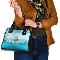 Honduras Christmas Shoulder Handbag with National Emblem Palm Trees and Snowflake Pattern Design - Wonder Print Shop