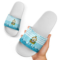 Honduras Christmas Slide Sandals with National Emblem Palm Trees and Snowflake Pattern Design - Wonder Print Shop