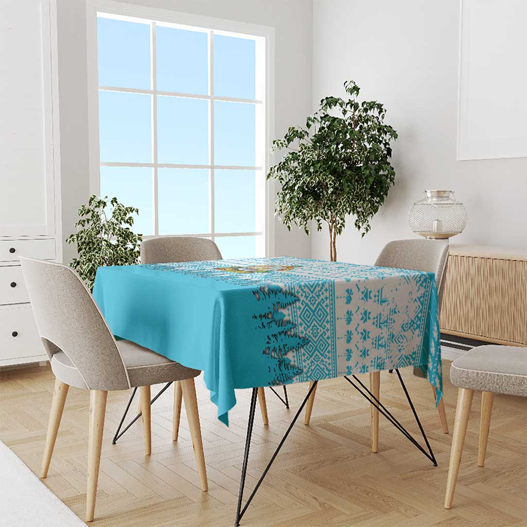 Honduras Christmas Tablecloth with National Emblem Palm Trees and Snowflake Pattern Design - Wonder Print Shop