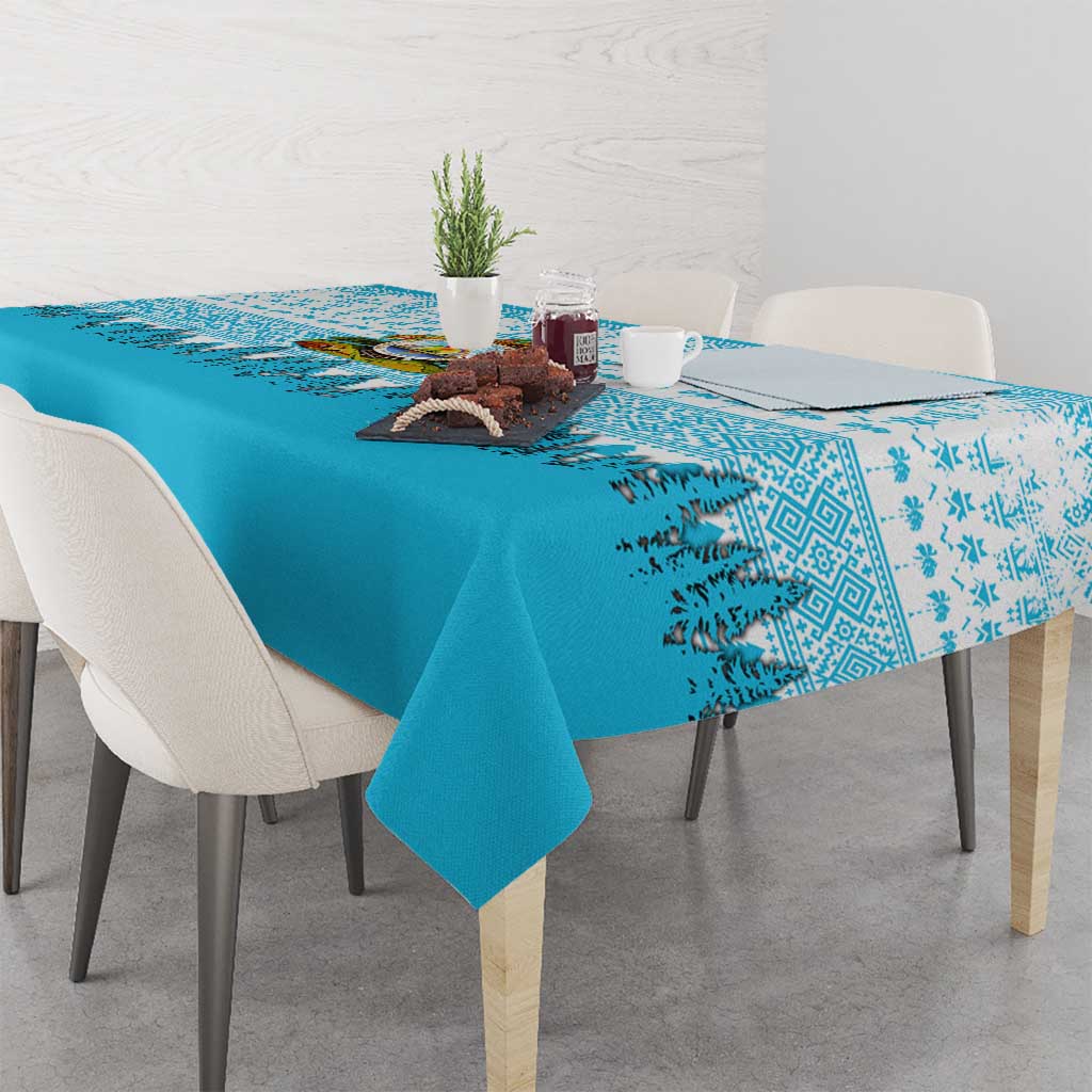 Honduras Christmas Tablecloth with National Emblem Palm Trees and Snowflake Pattern Design - Wonder Print Shop