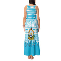 Honduras Christmas Tank Maxi Dress with National Emblem Palm Trees and Snowflake Pattern Design - Wonder Print Shop