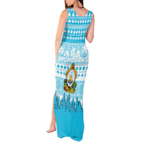 Honduras Christmas Tank Maxi Dress with National Emblem Palm Trees and Snowflake Pattern Design - Wonder Print Shop