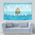 Honduras Christmas Tapestry with National Emblem Palm Trees and Snowflake Pattern Design - Wonder Print Shop