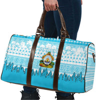 Honduras Christmas Travel Bag with National Emblem Palm Trees and Snowflake Pattern Design - Wonder Print Shop