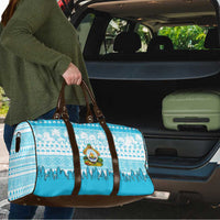 Honduras Christmas Travel Bag with National Emblem Palm Trees and Snowflake Pattern Design - Wonder Print Shop