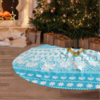 Honduras Christmas Tree Skirt with National Emblem Palm Trees and Snowflake Pattern Design - Wonder Print Shop