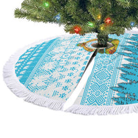 Honduras Christmas Tree Skirt with National Emblem Palm Trees and Snowflake Pattern Design - Wonder Print Shop
