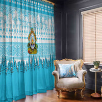 Honduras Christmas Window Curtain with National Emblem Palm Trees and Snowflake Pattern Design - Wonder Print Shop