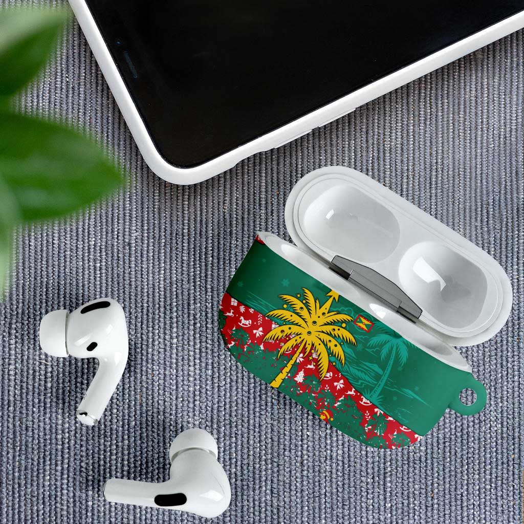 Grenada Christmas AirPods Case with Palm Tree Bird and Tropical Holiday Pattern Design - Wonder Print Shop