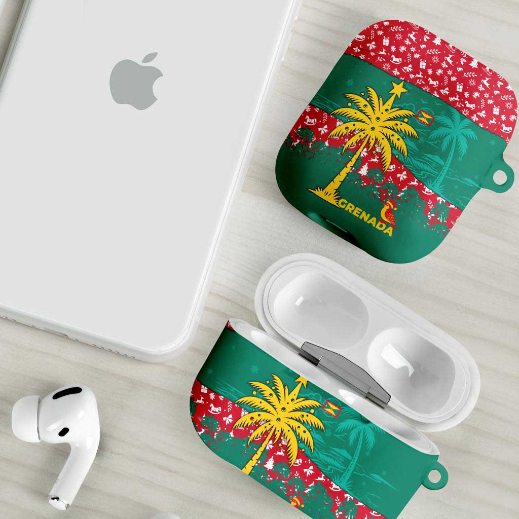 Grenada Christmas AirPods Case with Palm Tree Bird and Tropical Holiday Pattern Design - Wonder Print Shop
