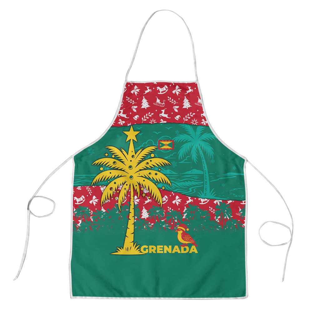 Grenada Christmas Apron with Palm Tree Bird and Tropical Holiday Pattern Design - Wonder Print Shop