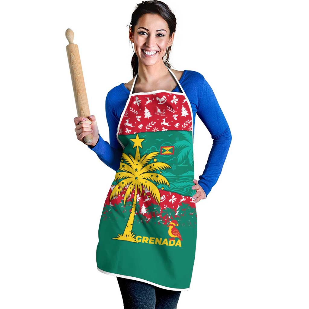 Grenada Christmas Apron with Palm Tree Bird and Tropical Holiday Pattern Design - Wonder Print Shop