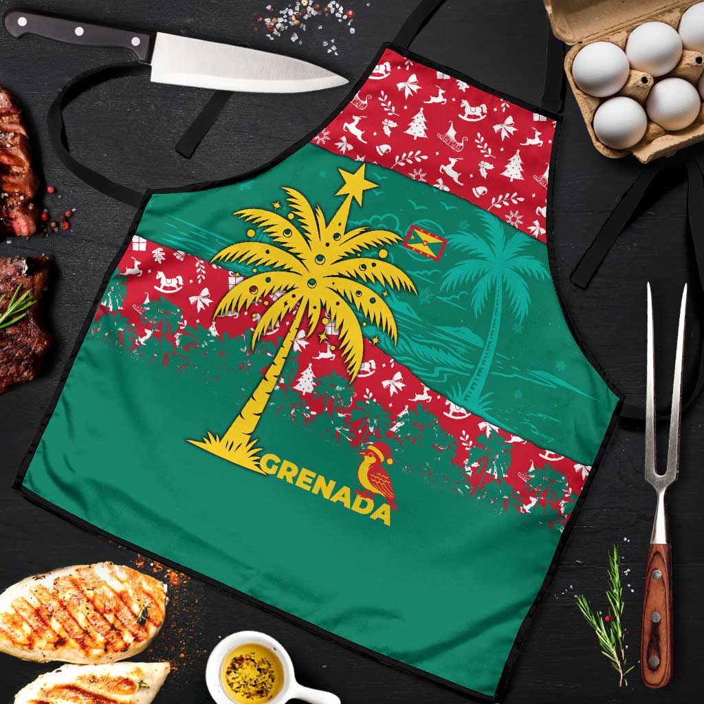 Grenada Christmas Apron with Palm Tree Bird and Tropical Holiday Pattern Design - Wonder Print Shop