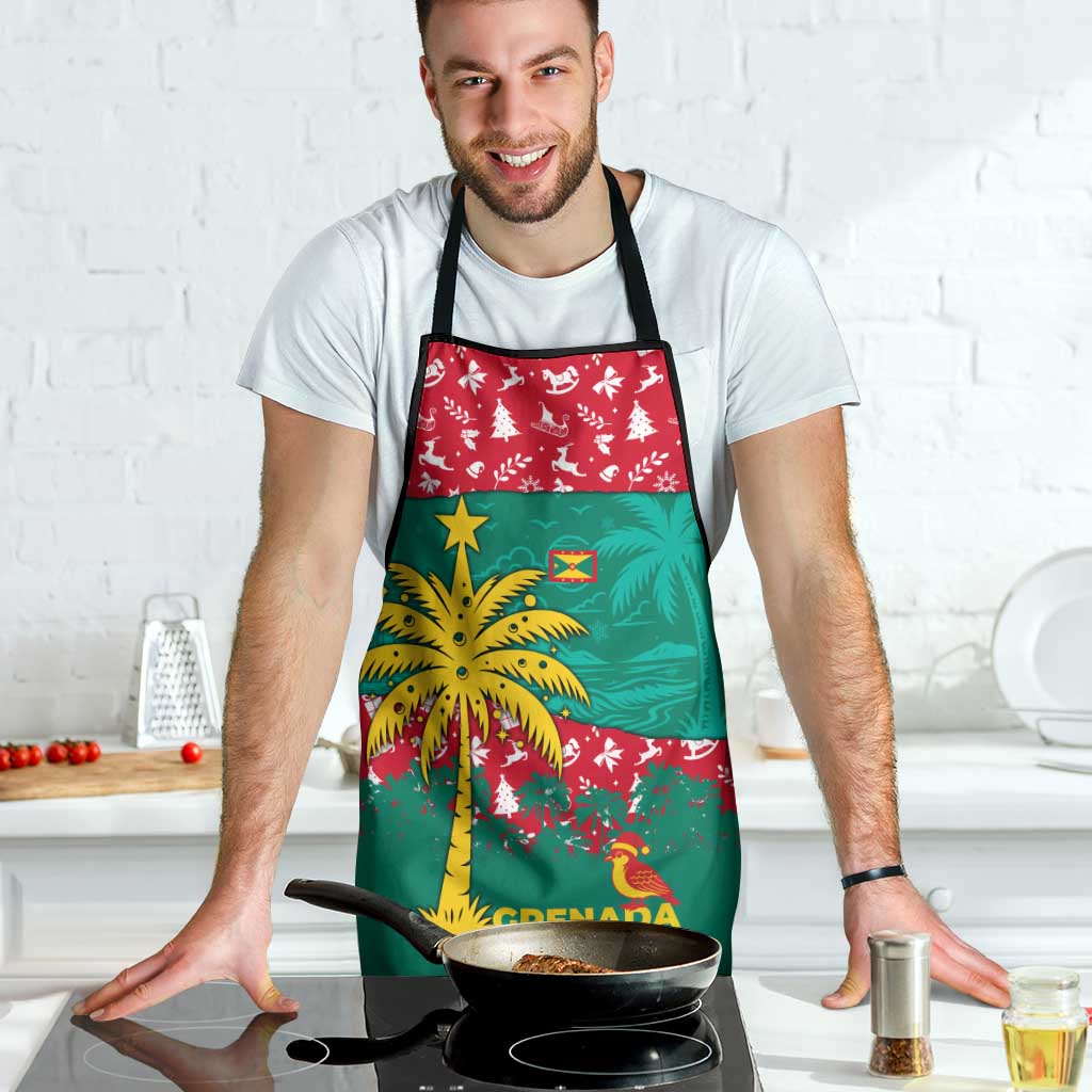 Grenada Christmas Apron with Palm Tree Bird and Tropical Holiday Pattern Design - Wonder Print Shop