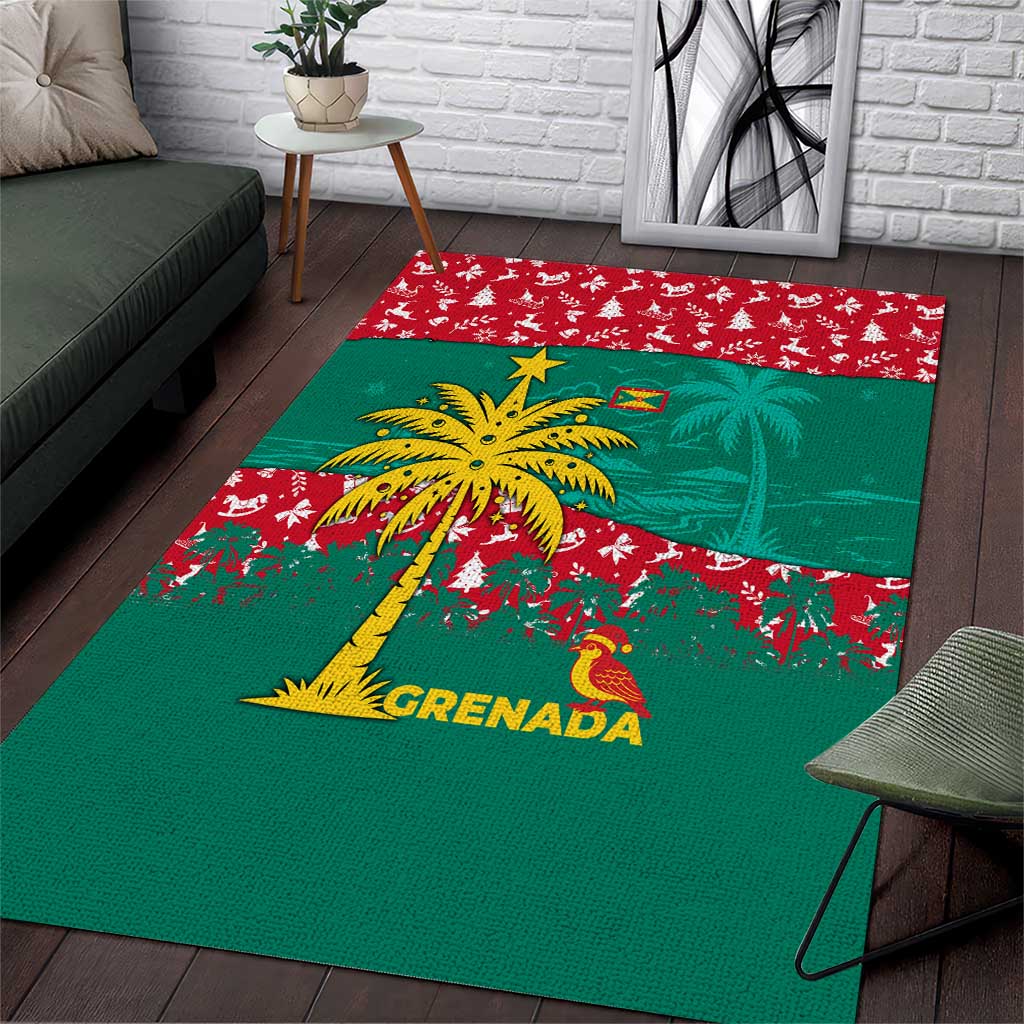 Grenada Christmas Area Rug with Palm Tree Bird and Tropical Holiday Pattern Design - Wonder Print Shop
