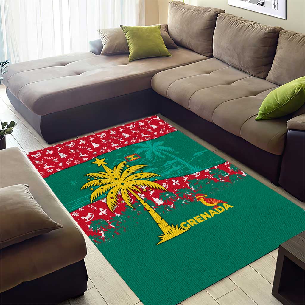 Grenada Christmas Area Rug with Palm Tree Bird and Tropical Holiday Pattern Design - Wonder Print Shop