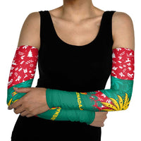 Grenada Christmas Arm Sleeves with Palm Tree Bird and Tropical Holiday Pattern Design - Wonder Print Shop