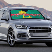 Grenada Christmas Auto Sun Shade with Palm Tree Bird and Tropical Holiday Pattern Design - Wonder Print Shop