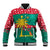 Grenada Christmas Baseball Jacket with Palm Tree Bird and Tropical Holiday Pattern Design - Wonder Print Shop