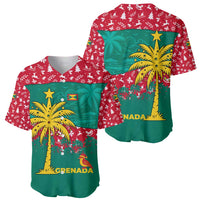 Grenada Christmas Baseball Jersey with Palm Tree Bird and Tropical Holiday Pattern Design - Wonder Print Shop