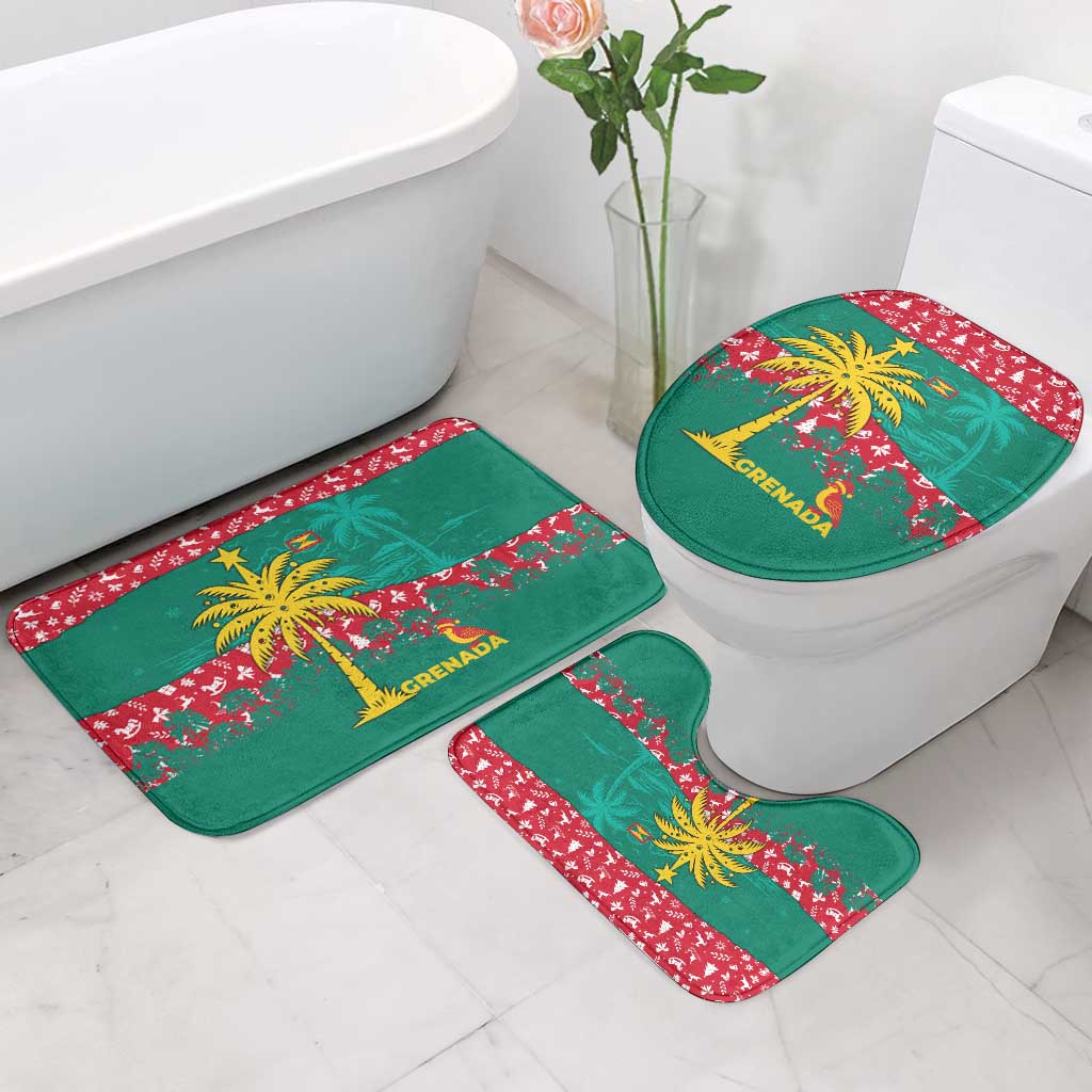 Grenada Christmas Bathroom Set with Palm Tree Bird and Tropical Holiday Pattern Design - Wonder Print Shop